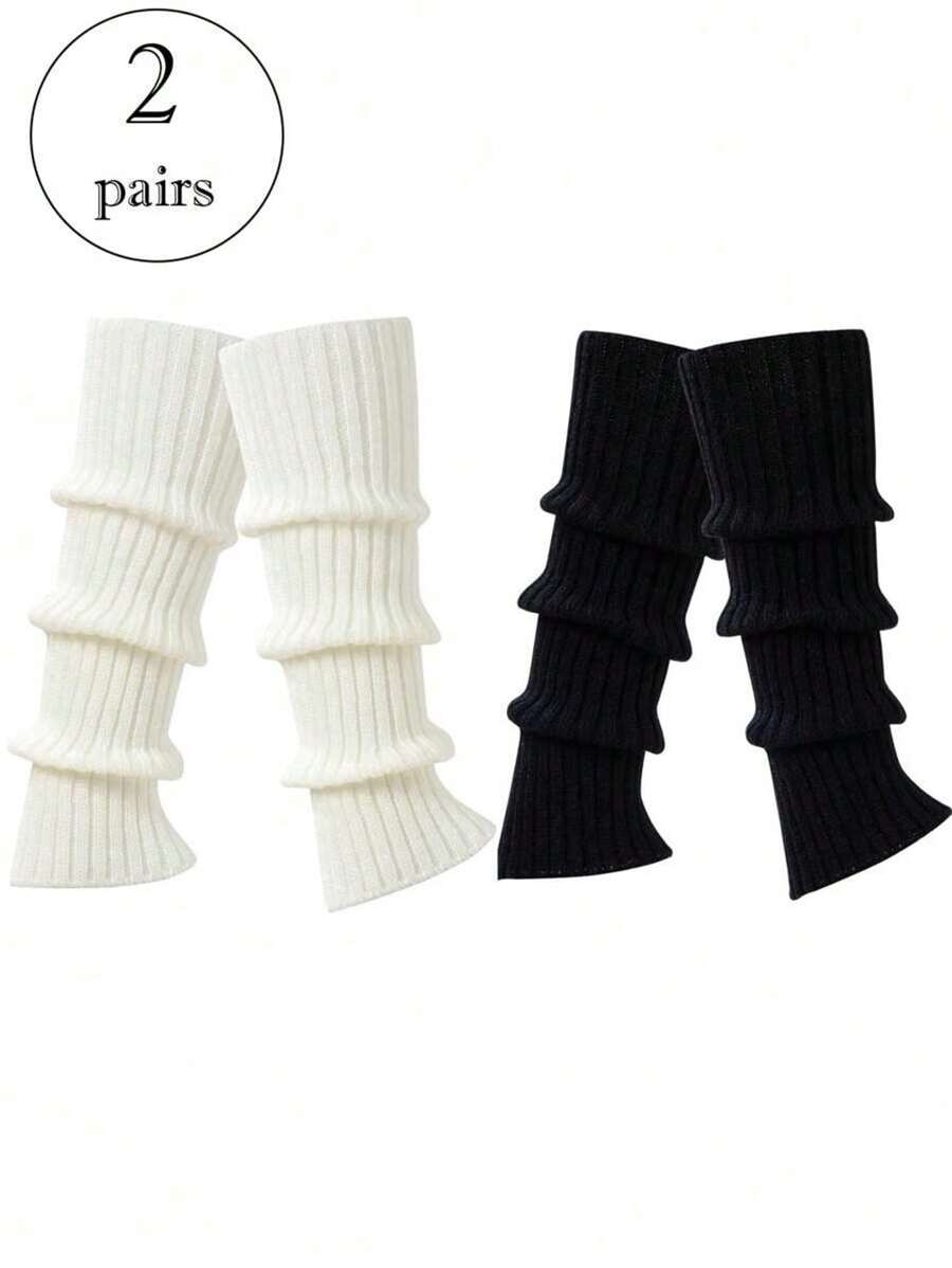 40厘米 半双装 洛丽塔风格 女士长袜 羊毛针织 脚套 臂套 Y2K风格 秋冬袜 靴套 长筒袜 圣诞礼物 - 保暖腿套 - 查看 1