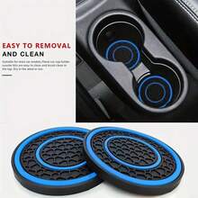 2pcs Multi-Color Rubber Cup Holders, Premium Rubber Car Cup Mats - Non-Slip, Dust-Proof, Easy To Clean - Fit Most Vehicles, Red & Black Design - Multicolor - View 15
