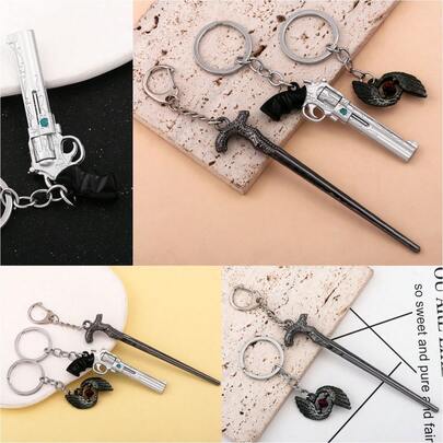 1 pezzo Portachiavi a forma di pistola di Dante dal videogioco DMC 5 Devil May Cry, accessorio da borsa, decorazione per auto, ciondolo punk, regalo