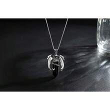 XIANNVXI Crystal Healing Stone Necklace For Men Women Amethyst Vintage Dragon Necklace Cool Simple Retro Natural Reiki Spirtural Witch Gemstone Pendant Jewelry-901744 - D-黑曜石 - 查看 3