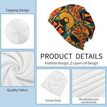 African Style Beanie Hat Knit Hat Skull Cap Slouchy Warm Headwear Jogging Cycling Adult Women Men - 非洲民族部落風格 - 查看 5