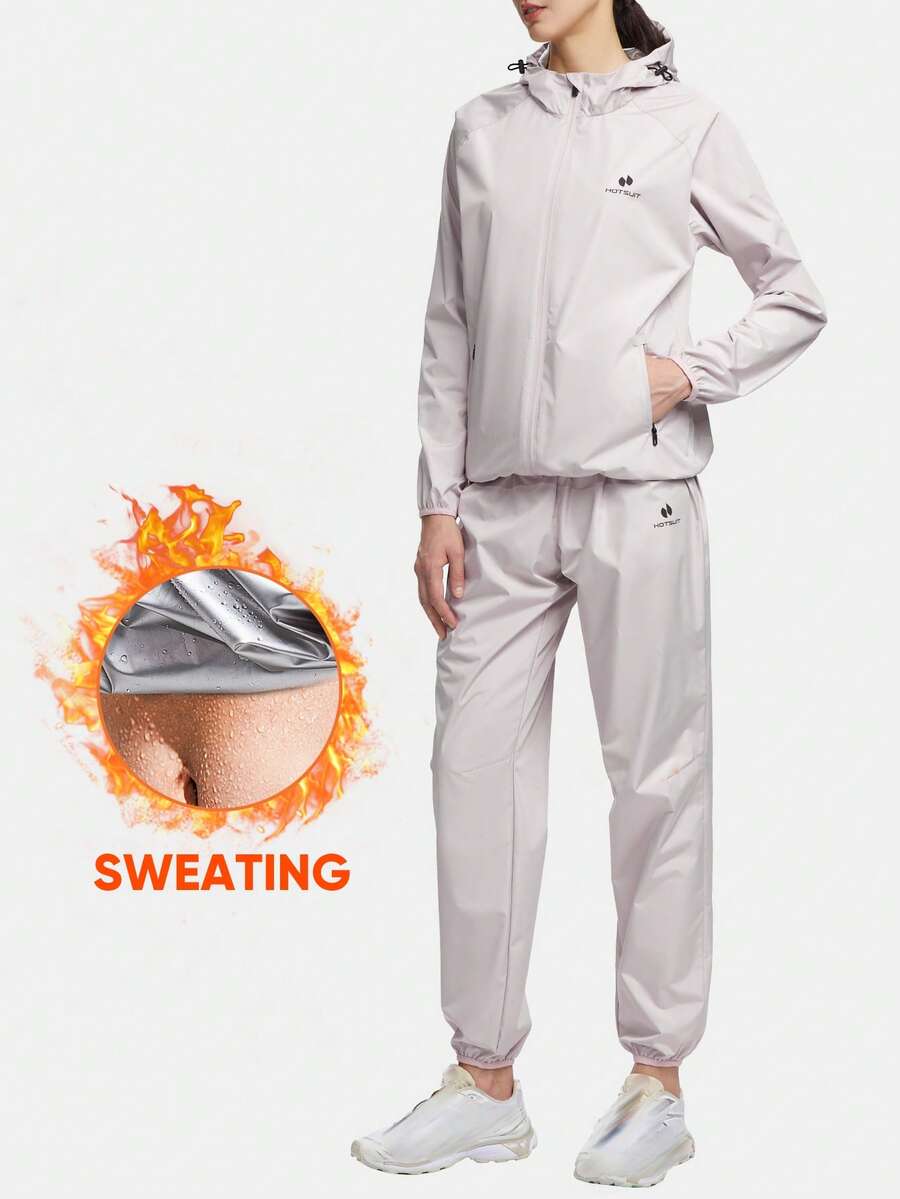 HOTSUIT 女士桑拿服套装（外套和裤子） - 长袖运动服套装，适合春夏季锻炼健身，情人节礼物