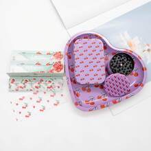 1 Set Heart-Shaped Tray Starter Smoking Kit, Includes 18cm*16cm Heart-Shaped Tray, 3 Different Flavored Rolling Papers, 11cm King Size Flavored Rolling Papers, Patterned Metal Grinder, 3 Piece Set, Slow & Even Burning, Suitable For Parties, Holidays, Valentine's Day Gifts - Multicolor - View 9