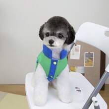 25 قطعة ملابس قطنية للحيوانات الأليفة مطبوع عليها حروف ثلاثية الألوان، معطف كلب مبطن بالأزهار السميك، ملابس كلاب صغيرة، سترة مبطنة جديدة للخريف/الشتاء، سترة بطراز بريطاني - أخضر - مشاهدة 9