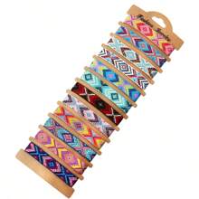 12pcs Unisex Polyester Fabric Handmade Woven Friendship Bracelet Set Ideal For Everyday Wear & Gift Giving