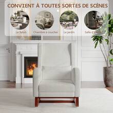 Rocking Chair, Lumbar Cushion, Backrest & Armrest, Swing Chair, Relaxing Chair For The Living Room Or Bedroom, Rocking Chair With Footrest In Beige Made Of Soft Fabric, Comfortable For The Living Room Or Bedroom - 灰色(磨砂絨布料) - 查看 7