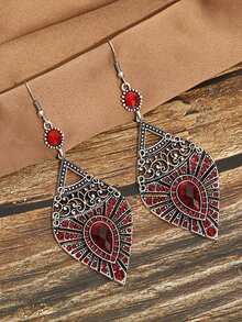 1 Pair Colorful Exaggerated Luxury Vintage Autumn/Winter Full Rhinestone Women's Long Water Drop Earrings - Palace Style - View 17