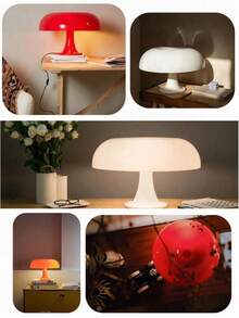 1pc LED Mushroom Desk Lamp, Romantic Atmosphere Decor With Bright Light, Smooth Plastic Design, Suitable For Bedroom, Living Room, Bedside, Hotel, Party, Valentine's Day, Halloween, Christmas, Thanksgiving, Can Be Used As Holiday/Housewarming Gift (White/Orange)