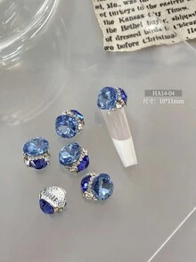 5 件/10 件/20 件/50 件混合尺寸奢华指甲水钻装饰，全新闪亮合金堆叠水钻，水晶斜心形和方形指甲饰物，DIY 美甲用品 - 彩色 - 查看 7