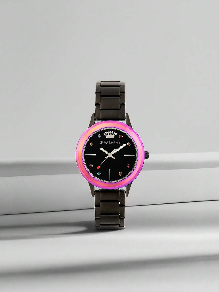 Juicy Couture Women Watches Simple Analog Quartz Wrist Watches Stainless Steel Bracelet Watch Quartz Watch Gift For Women JC/1051MTBK - 黑色 - 查看 1