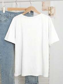 Women's Round Neck-Shirt With Walk Into My Birthday With God's Grace And Mercy Religious Faith Birthday Theme Glitter PrintSports Short Sleeves - 白色 - 查看 2