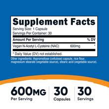 Nutricost N-Acetyl L-Cysteine (NAC) 600mg, 30 Vegan Capsules - GMO Free, Gluten Free, Vegetarian Caps | NAC, Vegan Supplement, Non-GMO, Lab Tested, Premium Quality - 其他 - 查看 2
