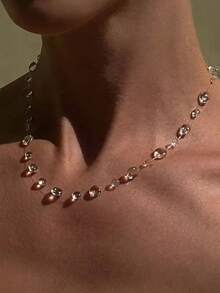 1pc Fashionable Handmade UV Resin Water Drop Necklace, Suitable For Women In Any Occasion - Clear - View 2