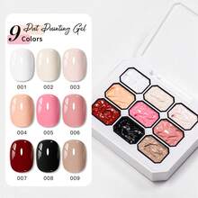 MEET ACROSS 9 Colors Pat Painting Gel Nail Polish With 3Pcs Painting Drawing Nail Brush Pen, 8pcs Sponge Set, Nude Pink Patting Glue Smudge Canned High Saturation Popular Semi-Solid Nail Polish Glue For Gradient Nails Manicure Nail Art Design & Nail Salon - 彩色 - 查看 4
