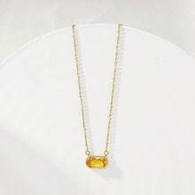 Birthstone Necklace For Women 14k Gold Plated Preppy Oval Stone Necklaces   Pendant Necklaces Birthday Gifts For Women Mom Wife Friends-307968 - 十一月-黃水晶 - 查看 5