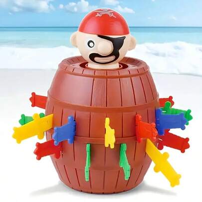 1 Set Piraten Eimer Interaktions Mini Schachbrett Spiel - Farbenfroher Spaß mit Schwerteinführung, neuartig ohne Strom, toll für Familienzusammenkünfte, geeignet als Halloween- und Feriengeschenk