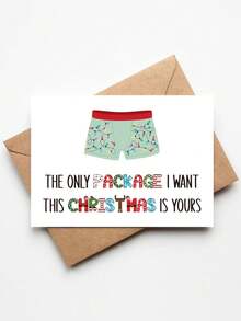 1pc Romantic Christmas Card For Couples - Love Greeting Card With Envelope, "Only Package I Want Is Yours" Message For Boyfriend, Girlfriend, Husband, Wife, Anniversary Or Xmas Gifts - Multicolor - View 10