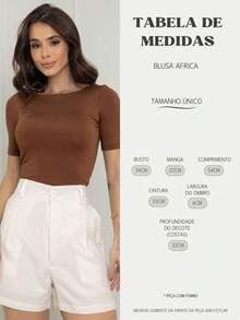 Open Back Blouse Boat Neckline Suplex  Africa Casual - 鏽棕色 - 查看 4