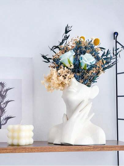 Symbolic Sculpture Vase Ceramic Like Resin Blessing Flower Holder Home Altar/Wedding Crème Wit Moderne Art Centerpiece Artificial Flowers Such As Sunflowers Reed Bunches. Halloween/ /Easter/ /Mother's Day Of Hope) Room Glass view 3