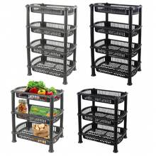 Multipurpose 3 Or 4 Shelf Storage Rack Unit For Kitchen Bathroom Office Home Organiser Plastic Shelves Utility Cart - Silver Or Black - Black 4 Tier - View 1
