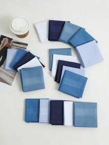 10 paquetes de pañuelos absorbentes de poliéster de unicolor clásico, pañuelos cuadrados pequeños y suaves para que las mujeres mayores se limpien el sudor - Multicolor - Ver 3