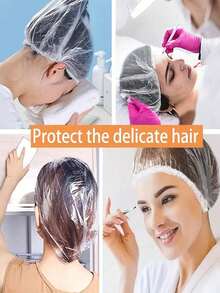 50/100/200 piezas Gorros de ducha de plástico transparente y grueso, de alta calidad, adecuados para mujeres, hoteles, viajes, cuidado profundo del cabello, accesorios de limpieza del cabello