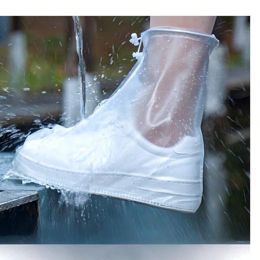 Cubrecalzado impermeable y grueso, cubrecalzado antideslizante para lluvia para mujeres, cubrecalzado de botas de lluvia grueso y resistente al desgaste de PVC para hombres