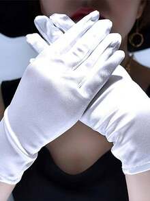 D EXCEED 1/3双装女士纯色短款缎面手套 – 优雅精致的配饰 – 适用于歌剧表演、下午茶聚会、送礼场合、正式舞会和复古鸡尾酒会、派对服装 - 彩色 - 查看 9