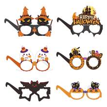 6pcs Halloween Party Glasses Decorations - Black Cat, Pumpkin, Ghost Paper Glasses For Costume And Photo Booth Props,Christmas