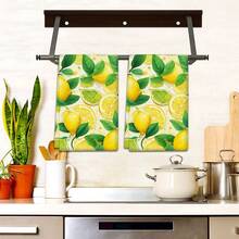 2/4 Paños de cocina con estampado de limón, paños de microfibra súper absorbentes y modernos, paños de té para cocinar y hornear, trapos de limpieza, toallas de mano, muy suaves y absorbentes, decoración de cocina, regalos para vecinos, madres, cumpleaños, inauguración de la casa para amigos, artículos esenciales de cocina, necesidades diarias