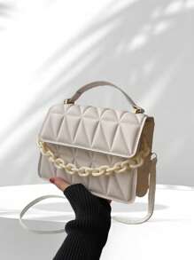 2024 New Fashion Shoulder Diagonal Package, Simple Diamond Grid Popular Handbag With Detachable Strap - Black - View 12