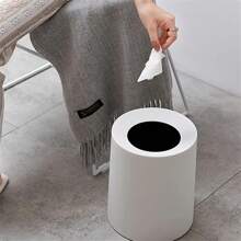 Double Layer Extra Large Round Trash Can, Nordic Style Minimalist Design For Living Room, Bedroom, Kitchen, Bathroom, Office, Creative Round Waste Paper Basket, High Capacity, High-End, Stylish Garbage Bin, Desk Trash Can, Suitable For Living Room, Bedroom, Kitchen, Bathroom, Office (Matching Desktop Trash Can Also Available, Suitable For Vanity, Office Desk, Dining Table, Coffee Table, Etc.) - White - View 4