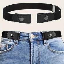 Invisible Belt, Slouchy Elastic Waistband, Women's Adjustable Buckle, Men's Elastic Jeans, Pants Belt, Waist Tightening And Waist Cinching Device, 1pc Summer, School Fall, Autumn, HalloweenHome Decor, Party Storage, Christmas Storage, New Year Storage - 黑色 - 查看 1