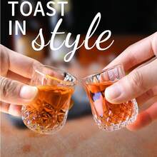 12/6个/4个/2个/1个装高品质耐热玻璃杯，水晶钻石杯，透明加厚，适合家庭日常使用、生日派对、高端宴会、KTV等场合，可用于盛装茶、饮料、咖啡、奶茶等，卫生洁净。 - 透明 - 查看 4