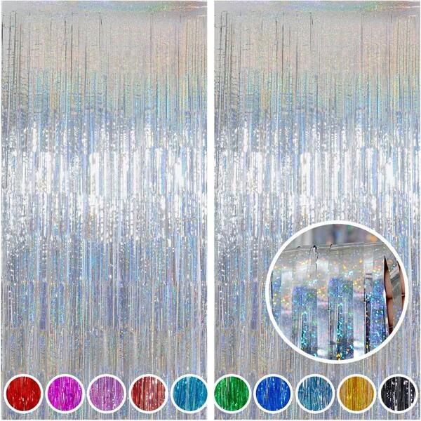 1 peça de cortina de chuva a laser / 2 peças/3 peças (conjunto de laser azul + champanhe) / 2 peças (cortina de chuva de champanhe) Fundo de decoração de festa de aniversário dourado brilhante, inauguração de casa, aniversário, decoração de casamento para adicionar uma atmosfera alegre