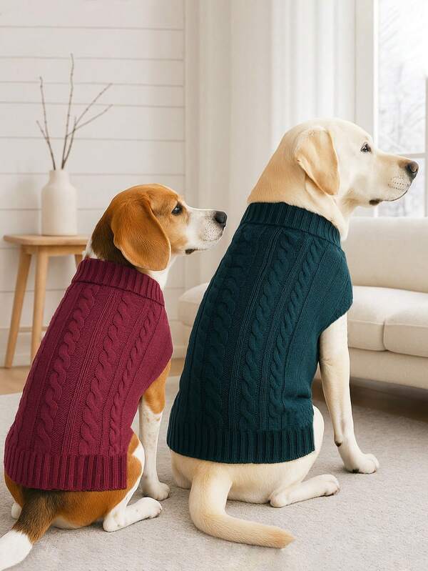 1 peça suéter clássico para animais de estimação, malha macia e aconchegante para cães de médio e grande porte, design de gola alta, roupa de inverno elástica e quente para filhotes, buldogue francês, labrador, rottweiler