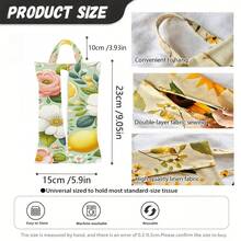 1pc/2pcs/4pcs Lemon & Floral Pattern Printed Linen Paper Towel Holder - Rectangular Polyester Fabric Tissue Box With Hanging Rope, Suitable For Living Room, Bedroom, Bathroom And Car, Fashionable Home Decor Accessory, Elegant Pattern, Durable Structure, Functional Storage - Multicolor - View 6