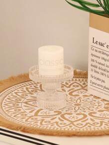 1 Peça/1 Conjunto Suporte de Vela de Vidro Listrado Minimalista, Suporte de Vela de Vidro Redondo para Centros de Mesa de Jantar, Centros de Mesa, Decoração Doméstica, Porta-copos de Café, Cinzeiros, Suprimentos para Eventos de Feriados, Festas Temáticas Familiares, Suporte de Vela para Decoração de Lareira, Suporte de Vela Coluna para Decoração de Mesa, Casamentos, Decorações para Casa