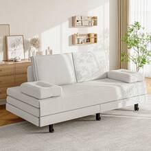 Sofá cama 2 en 1, 90/180*200 cm, extensible y plegable, sofá de salón, multifuncional, lino, blanco, gris