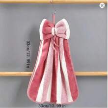 Juego de 1/3 de toallas de mano de felpa coral con rayas, lazo suave y cuerda colgante absorbente, adecuado para colgar toallas suaves y absorbentes en cocinas, baños, etc.