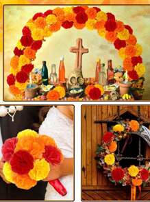 MEHELANY 20Pcs Orange Artificial Carnation Flower Heads,Silk Imitation Flowers Bulk Fake Fall Flowers Marigold Flower Heads With Stems Artificial Flowers For Diwali Home Decor Day Of The Dead Wreath Garland, Table Center, Floral Arrangement DIY Wreaths, Wedding Bouquets, Thanksgiving Halloween Christmas Party Birthday Decorations, DIY Crafts,Graveyard Wreaths