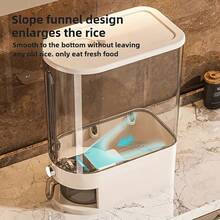 RAINWHISPER Elegant Rice Dispenser With Measuring Cup, Upgraded Built-In Insect Repellent Box, Covered Sparrow Dispenser Storage Multi-Functional Plastic Rice Container, Suitable For Home Kitchen Meal Storage Box, Reusable, Lockable, Rectangular Shape - White 10 Catties - View 4