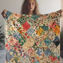 A Comfortable Bohemian Vintage Wildflower Blanket,Super Soft Flannel Printed  Blanket,As Birthday Gifts, Family, Wedding, Souvenir Blankets, Polyester Blankets Suitable For All Seasons, Washable, Machine Washable, Lightweight, Breathable, Comfortable, Warm, Unique, 280gsm For Him, Her Personalized Ideal Gifts For Her, Him, Family, Boyfriend, Girlfriend, Father, Family, Mother, Lover, Daughter, Son, Grandfather, Grandmother, Teacher,Doctor, Nurse,Friend, Classmate, Pet.Perfect Nap, Camping, Travel, Home, Daily Life, Office Decoration, Birthday, Anniversary, Valentine's Day, Thanksgiving, Graduation Season,Christmas, Halloween, Mother's Day, Father's Day, Wedding, New Year Gifts ,Sofa,Bed,Car,Bedroom,Living Room,Office,  Outdoor Camping, Beach,Wall Decoration - 多色9 - 查看 2