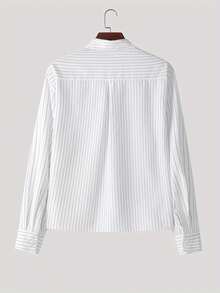 Men's Single-Breasted Casual/Commute Striped Short Sleeve Shirt - White - View 6