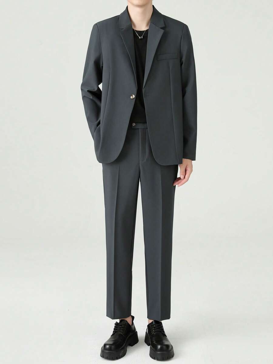 Men Suits - 회색 파란색 - 보기 1