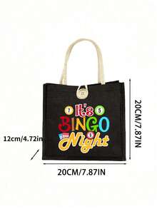 2pcs/Set "Bingo" Letter Print Handbag Set, Bingo Women's Handbag And Wallet Set, Including A Handbag And A Coin Purse, Large-Capacity Women's Bag, Lightweight Large-Capacity Handbag, Reusable Burlap Shopping Bag, Fabric Structure,Gifts For Women,Christmas Gifts,Gift Ideas For Women