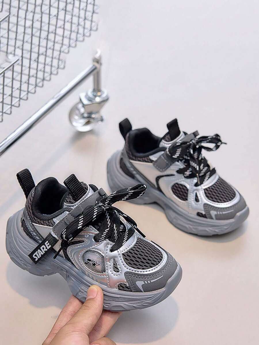 1 Pair Spring/Autumn New Breathable Mesh Children's Sports Shoes, Girls' Lightweight Casual Chunky Sneakers, Boys' Anti-Slip Running Shoes, Style