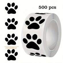 500-Pack Clear Paw Prints - Strong Self-Adhesive Pet Stickers, No-Mess Removal, For Dog & Cat Decor, Birthday Parties, Gift Tags, Business Labels - (1 Roll Of 500), Pet Accessories, Party Decorations, Playful Design, Durable Stickers, Adhesive Decals, Party Planners