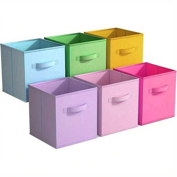 Caja de almacenamiento de tela - Contenedor plegable resistente con asa - Cesta plegable para organizar ropa y libros - Caja de almacenamiento colorida para estantes y armarios