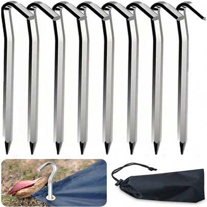 8 piquetas de aluminio resistentes de 18 cm para toldos, estanques y jardinería, piquetas para tiendas de campaña de senderismo